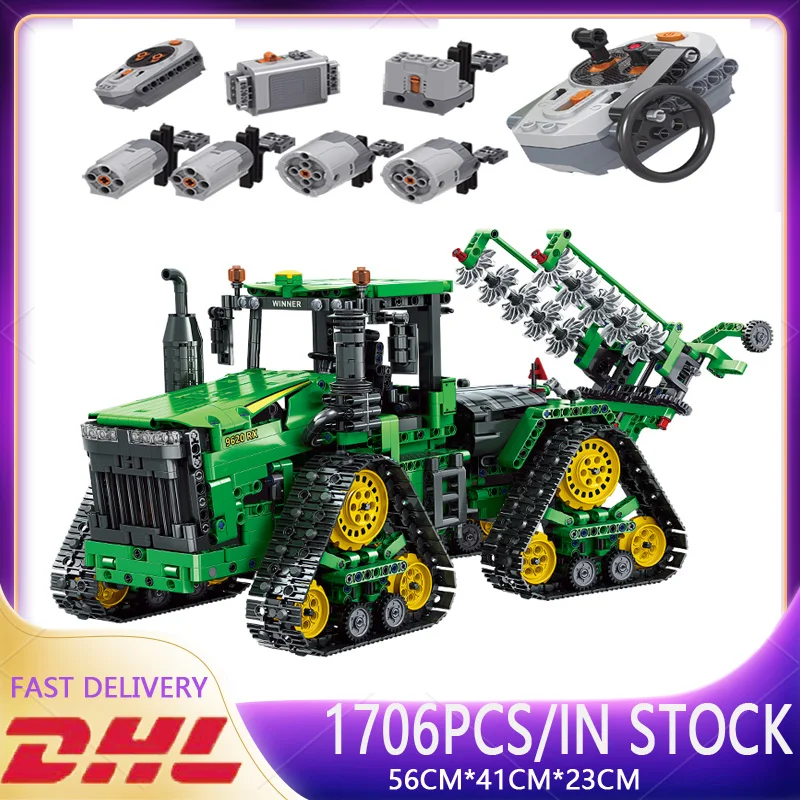 

1706PCS High-Tech Seris Track Tractors 1:18 RC Car Building Blocks Bricks 7119 Model Remote Control Sets Toys For Children Gift
