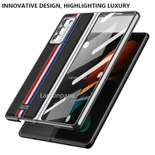 Luxury Tempered Glass Case for Samsung Z Fold2 5G Cover Gold Edge All-inclusive Shockproof Shell for Galaxy Z Fold 2 Case