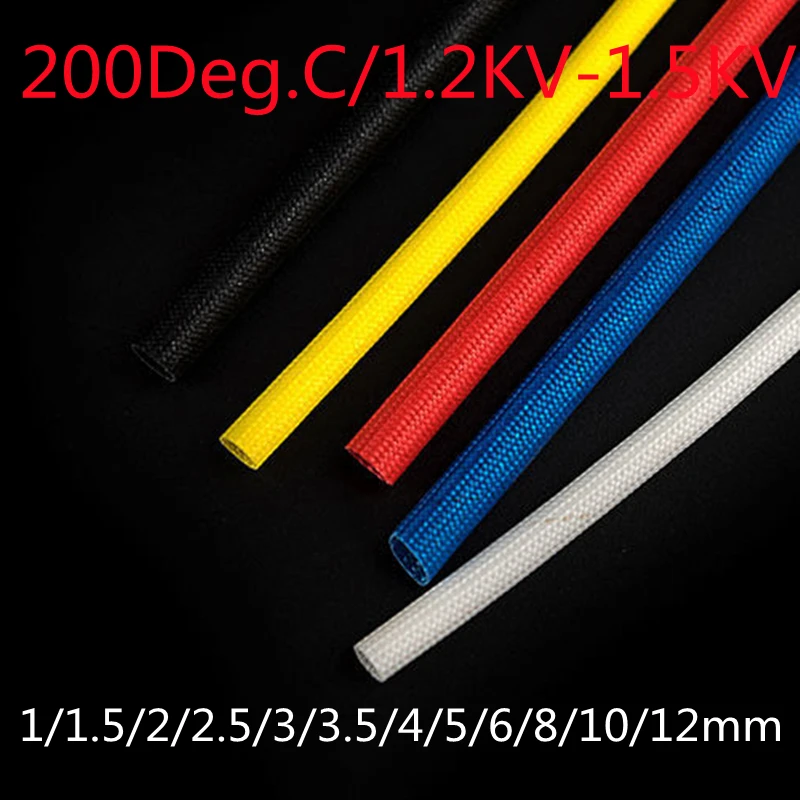 

200Deg High Temperature Braided Soft Chemical Fiber Tubing Insulation Cable Sleeving Fiberglass Tube 1-12mm Diameter Multicolour