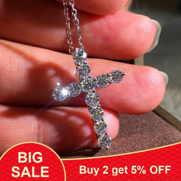 Женский кулон с крестом из серебра 925 пробы фианитом|Подвески| |
