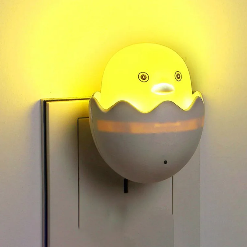 

EU Plug Cartoon Yellow Duck AC110-220V Wall Socket Light-control Sensor LED Night Light Bedroom Lamp Halloween Lights