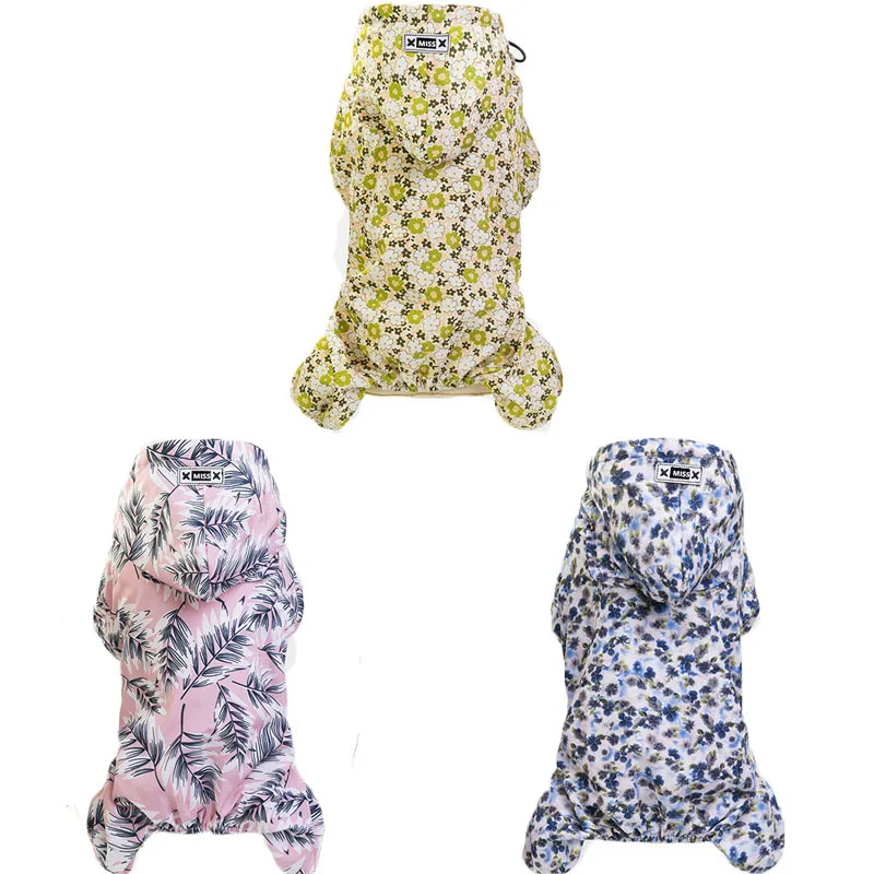 Дождевик для домашних питомцев с принтом комбинезон маленьких и средних собак 4