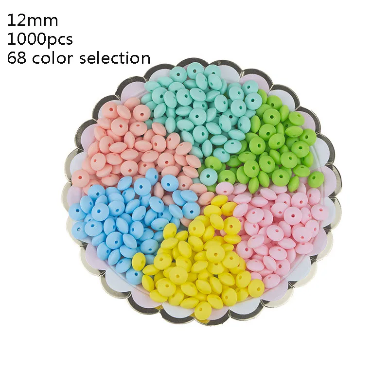 1000pcs/lot Food Grade Silicone Beads 12mm / 67 Color Baby Teething Beads Sets For Baby Jewelry Making Accessories DIY