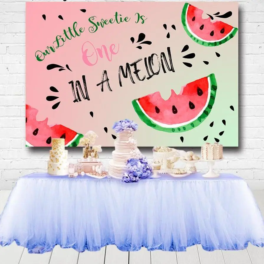 

Watermelon Summer Birthday Party Backdrops Baby Shower Kids 1st Birthday Photography Backgrounds Photocall Custom 7x5ft