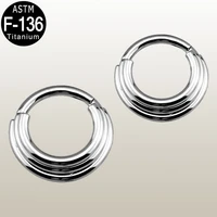 1pcs astm f 136 titanium 16g nose ring tragus helix cartilage daith earrings 3 tier stacked hinged clearicker ring