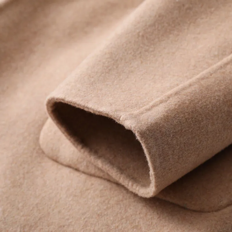 

Camel Horn Buckle Double Sided Cashmere Coat Women 2020 Autumn And Winter New Mid Length Loose And Thin Woolen Coat Female C051