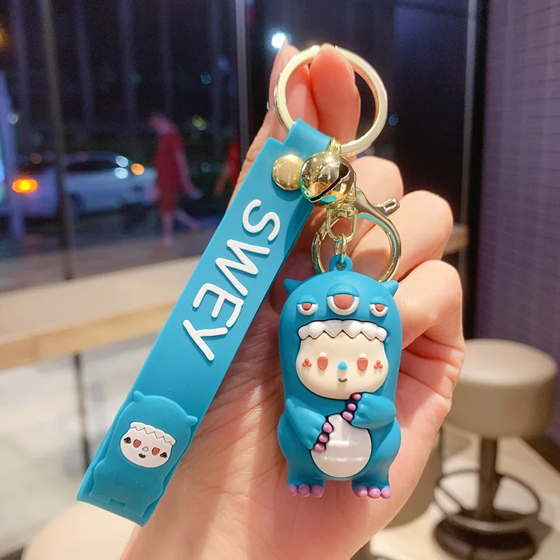

2021 New Cartoon Cute Dinosaur Boy Keychains Student Backpack Pendant Car Seat Key Ring Give Friend Key Chain Christmas Birthday