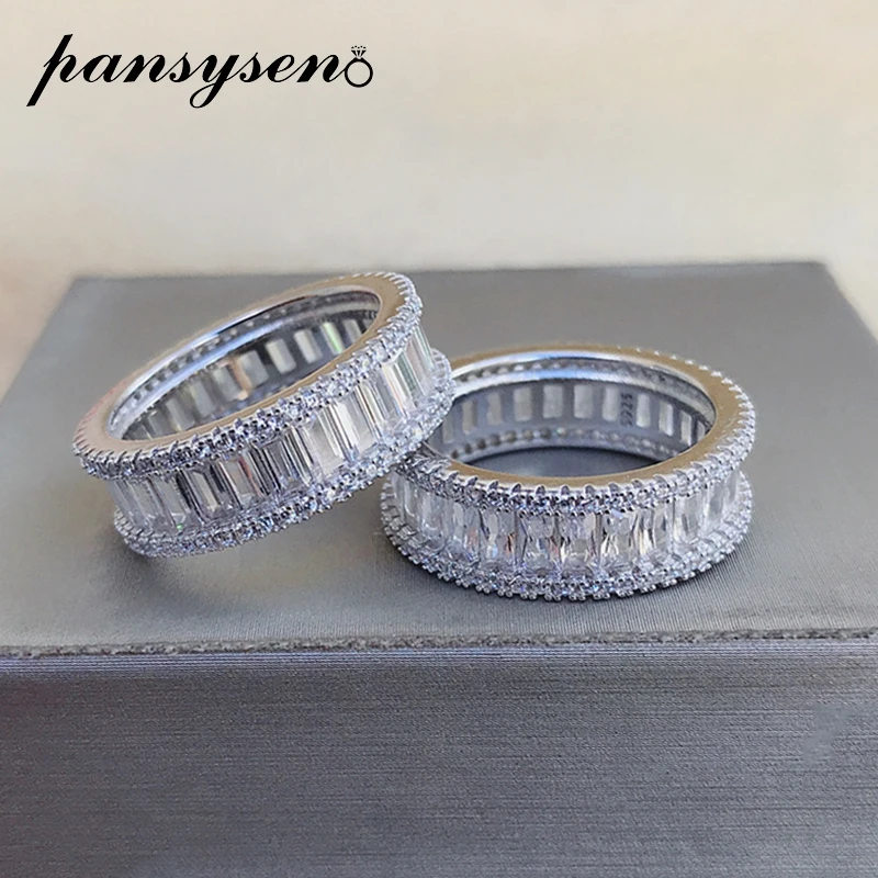 

PANSYSEN Solid 925 Sterling Silver Created Moissanite Diamond Round Circle Wedding Engagement Finger Ring Wholesale Fine Jewelry