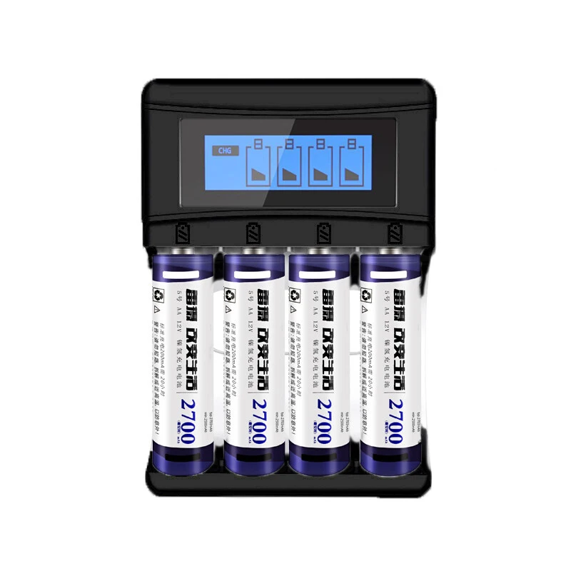4xAA Black U401A Leise зарядное устройство набор 4 шт. AA 2700mAh аккумуляторная батарея 1,2 V nimh+ зарядное устройство U401A для nimh AA AAA с usb-кабелем - Цвет: 4xAA Black U401A