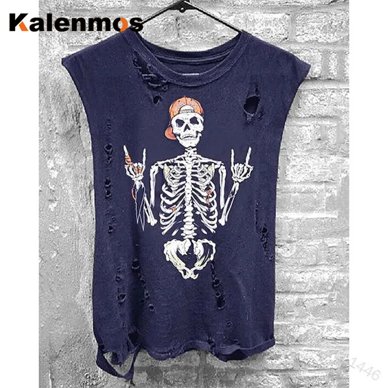 Женская футболка без рукавов с принтом черепа | одежда