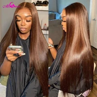 colored chocolate brown 30 inch straight lace front wig 4transparent 13x6 lace frontal wigs bone straight human hair wig
