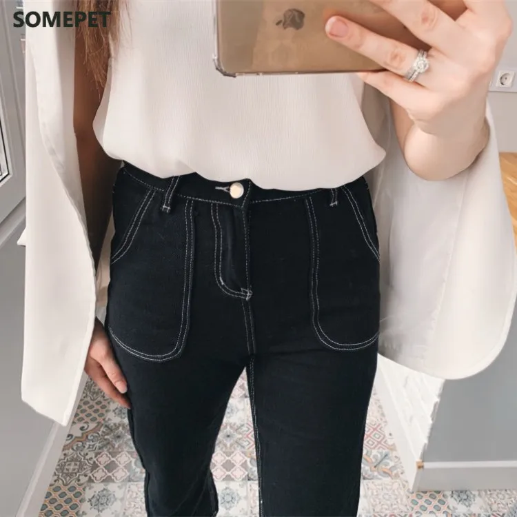 

Straight Jeans Women High Waist Black White Jeans Vintage Boyfriend Mom Denim Jeans Pants Femme Retro Loose Pants