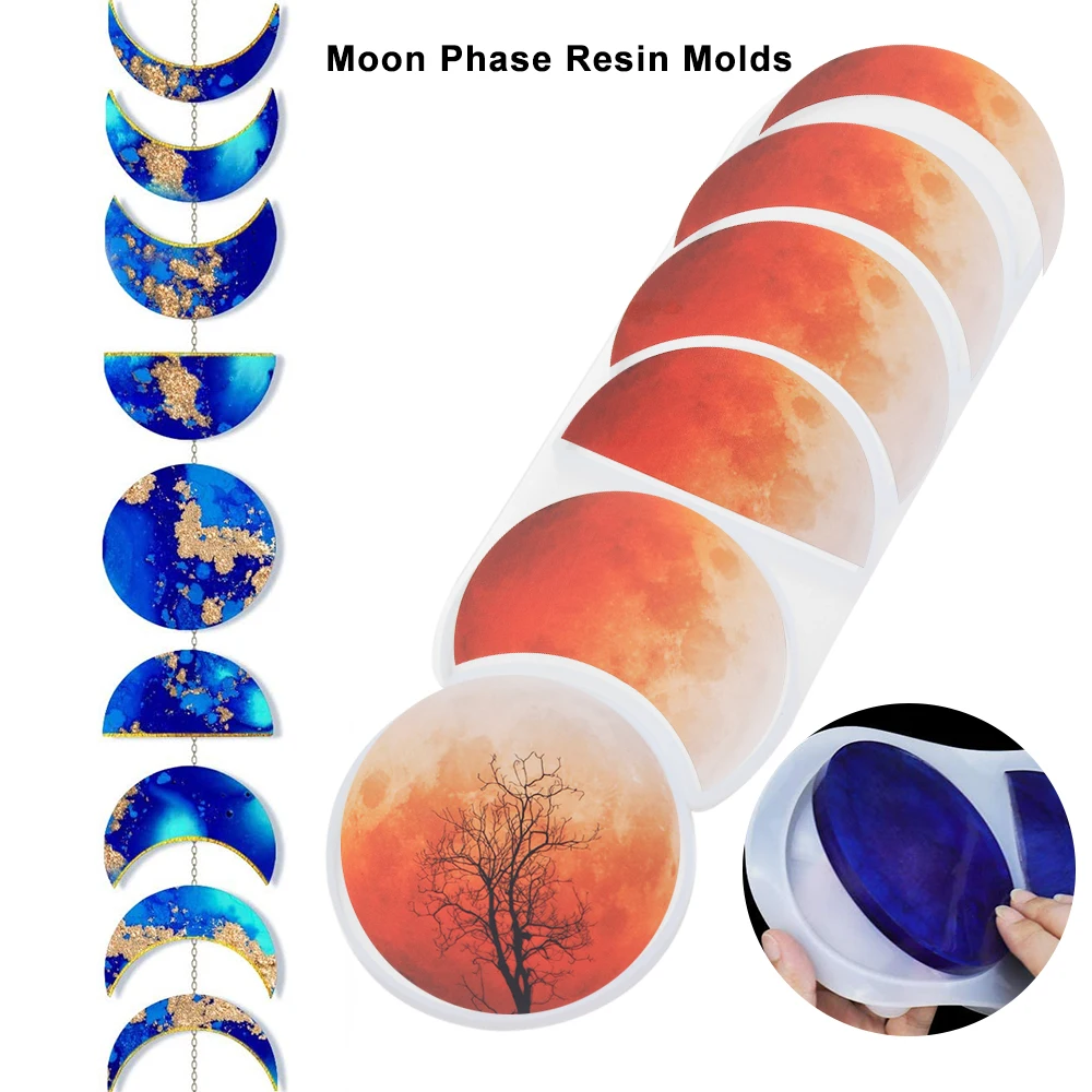 Silicone Mold Crystal Epoxy Resin Lunar Eclipse Coaster Moon Phase for DIY Clay Casting Crafts Home Decoration | Дом и сад