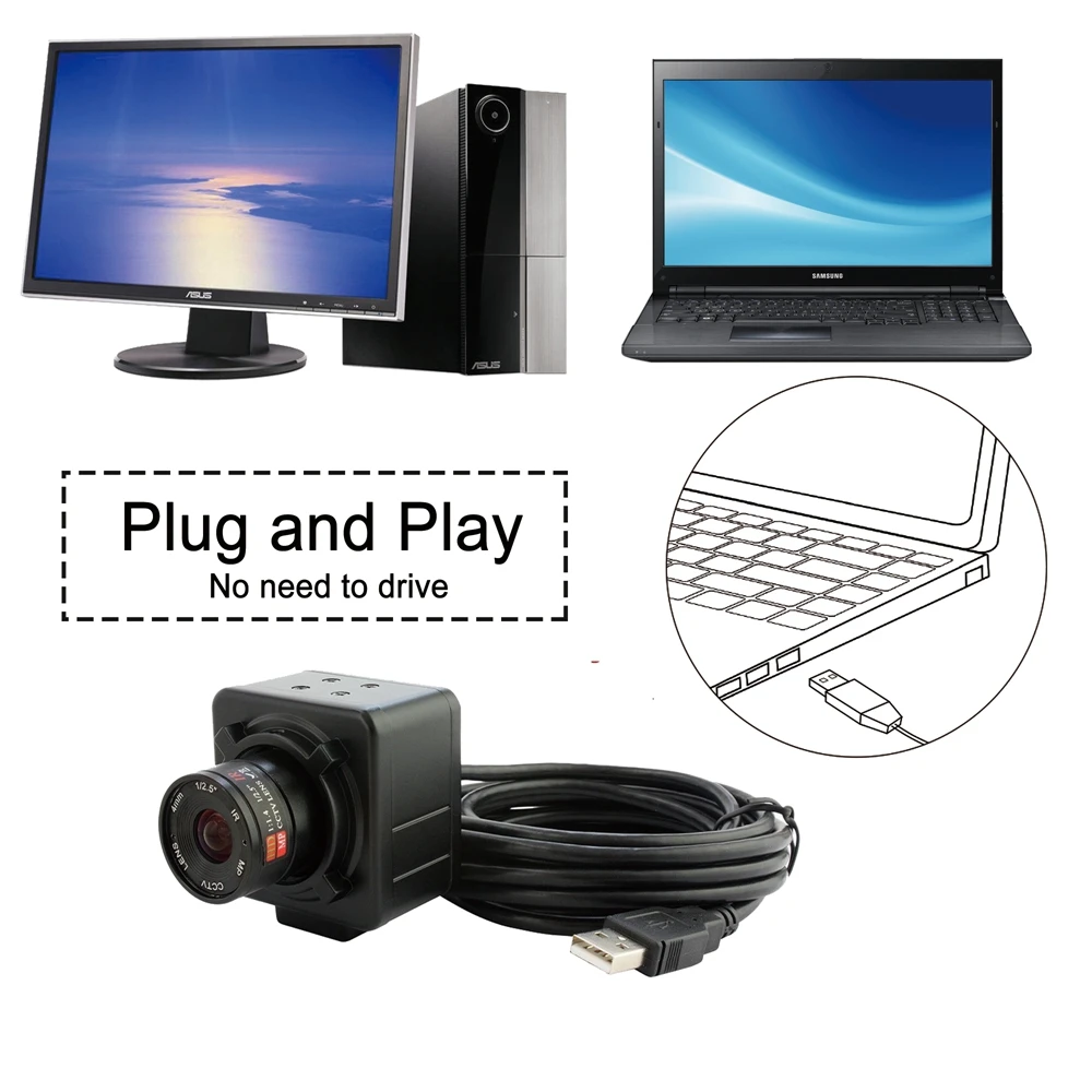 ELP 8Mpixels IMX179 сенсор USB камера Поддержка UVC 4/6/8 мм Фиксированная ручная фокусировка