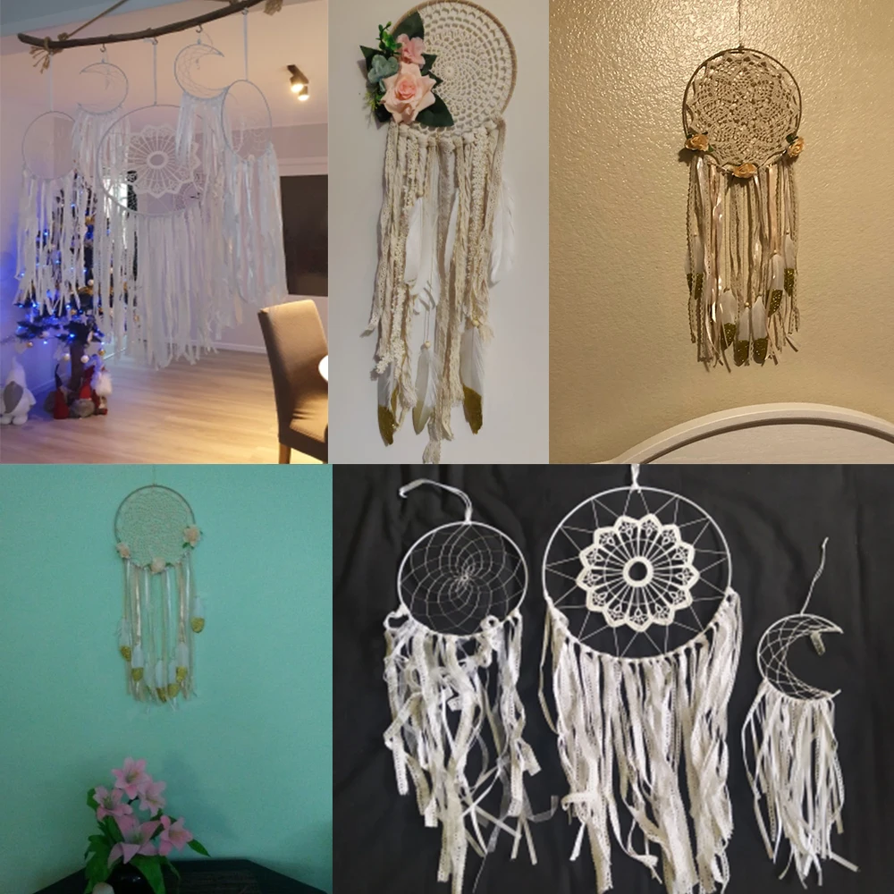

5 pack White Dream Catcher Boho Room Decoration Nursery Decor Wedding Decoration Valentines Day Gift Wall Hanging Decor