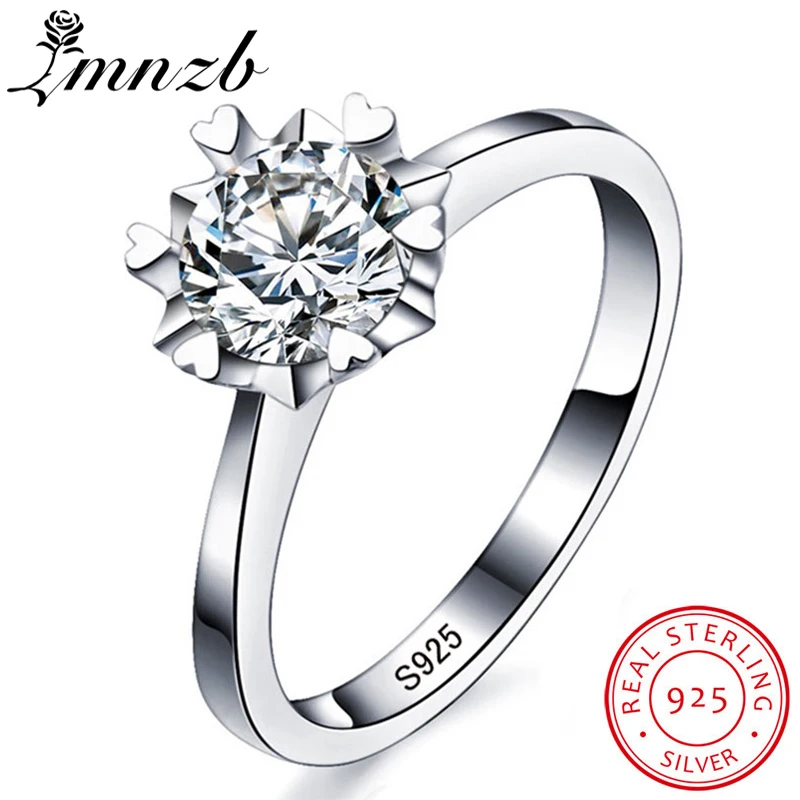 

LMNZB Original 100% Solid 925 Silver Rings Set 6mm 1 Ct SONA CZ Luxury Wedding Rings Jewelry Gift Wholesale For Women LR021