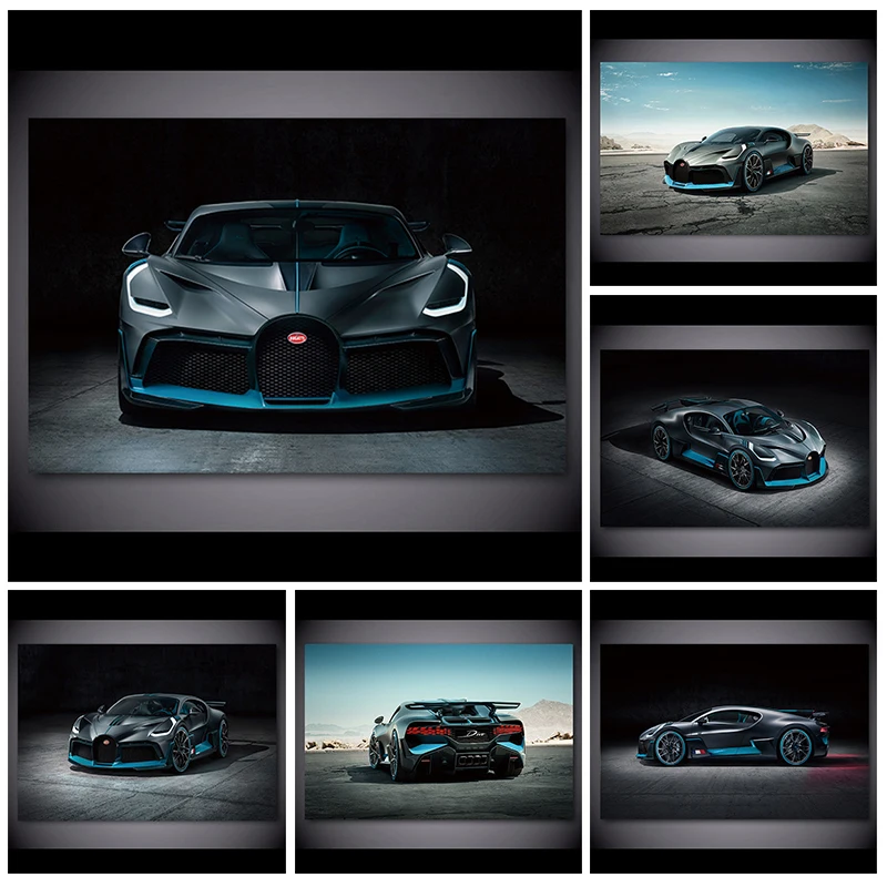 

Unframed Canvas Painting BUGATTI 2018 Chiron Sport Red Car Concept Wall art Picture Silk Posters Prints Modern Home Decorations