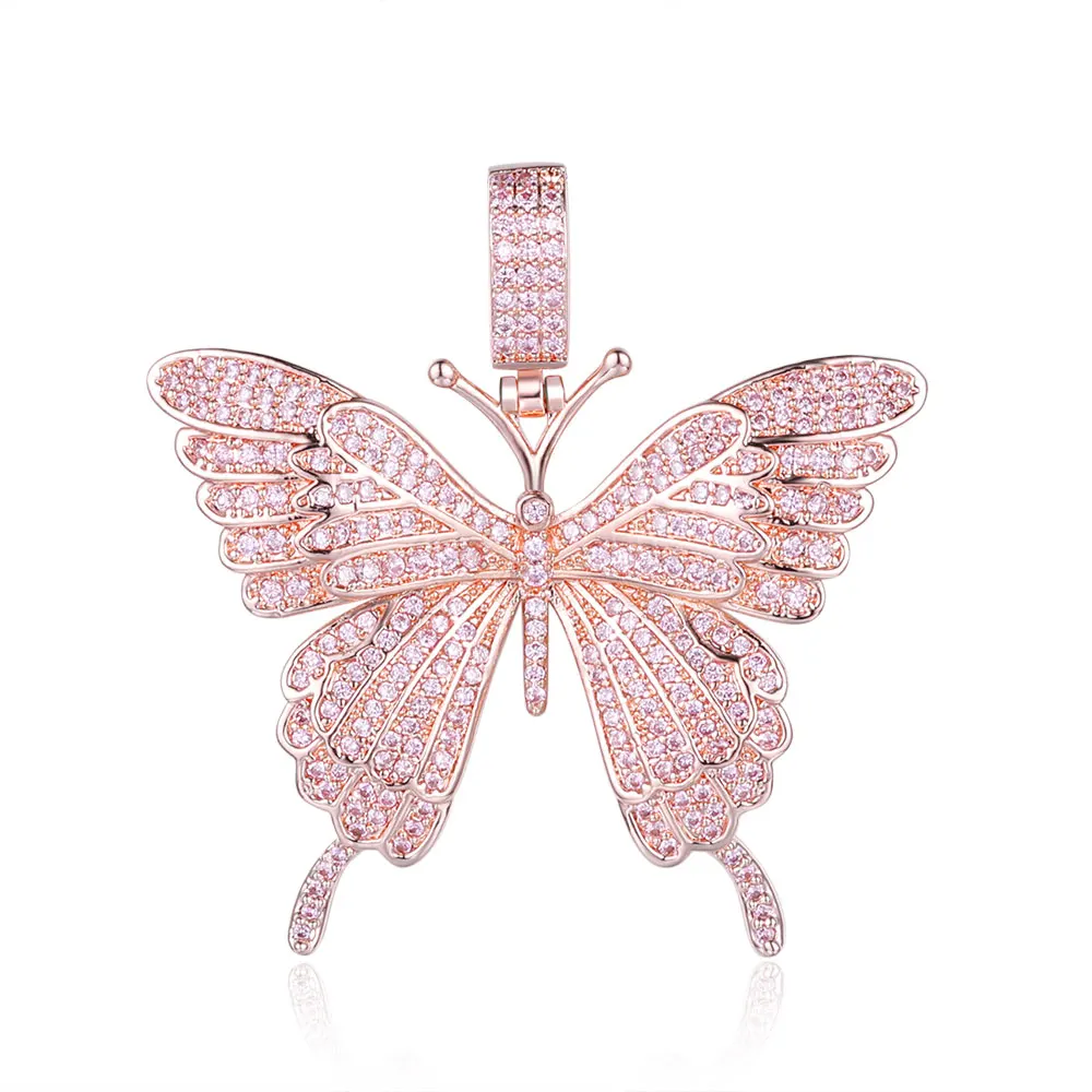 

100% Micro Zircon Hip Hop Fabulous Butterfly Pendant Necklace For Men Jewelry Custom Accept Zircon Tennis Chain Factory Prices