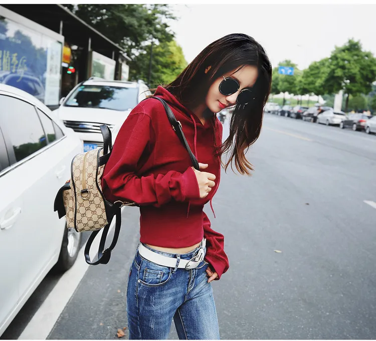 

2021New Spring Autumn Sweatshirt Women Crop Hoodies fashion Lantern Sleeve Sli Waist Hoodie Tops Ladie Casual Streetwear Blouses