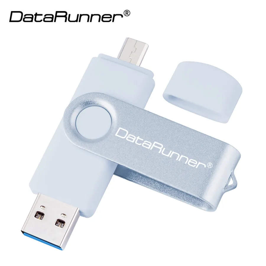 Белый DataRunner USB 3,0 USB флеш-накопитель 128 Гб OTG флеш-накопитель для Android Mobile 16 ГБ 32 ГБ 64 ГБ 256 ГБ Микро-флеш-накопитель USB карта памяти - Цвет: Белый