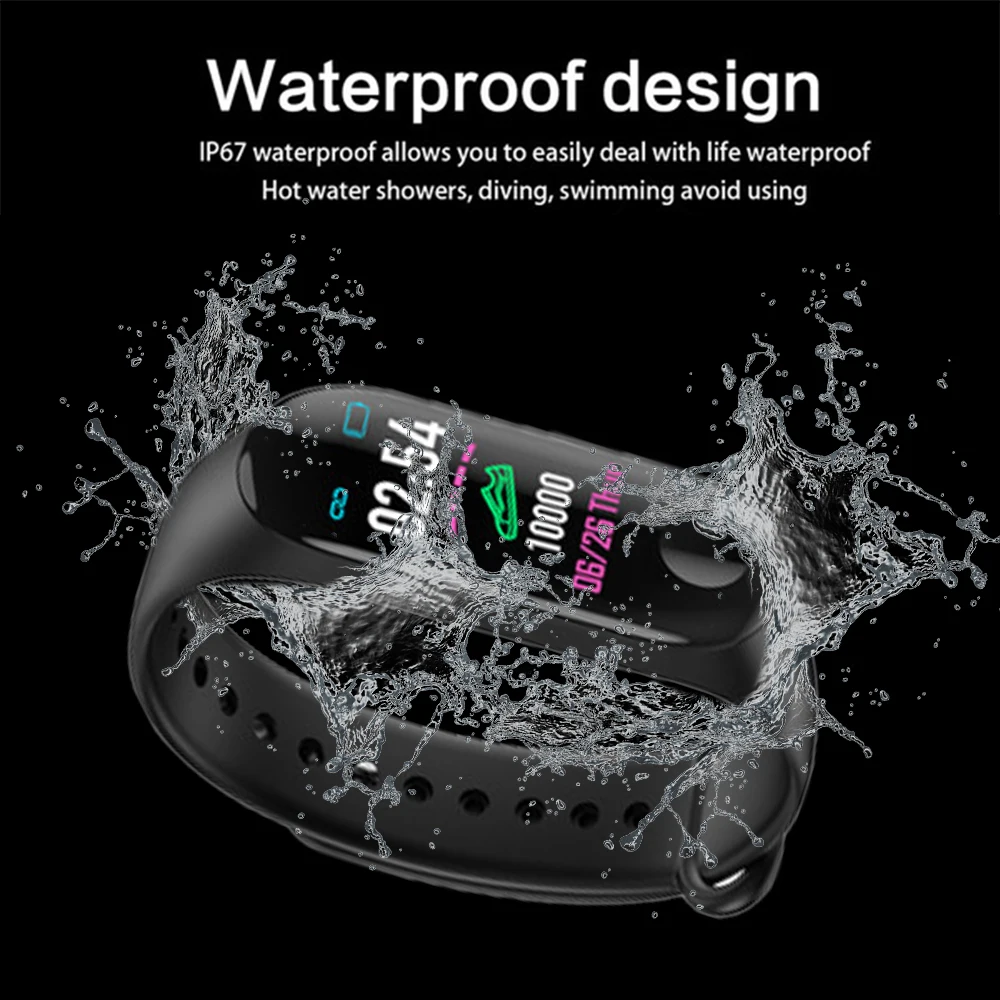 Смарт-браслет часы спортивный шагомер M3 Plus Bluetooth монитор сердечного ритма фитнес