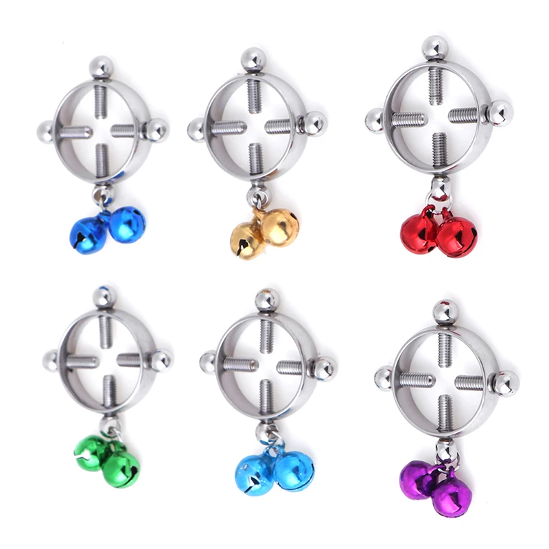 

Зажимы для сосков интимные игрушки для женщин 1 пара Нержавеющая сталь груди Стимулятор сосков кольцевой щит для пирсинга эротические аксе...