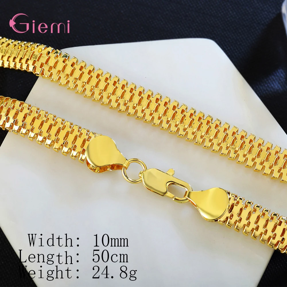 

Hot Selling 10mm Width Gold Color Necklace Chain For Men High Quality Shiny Snake Chain Jewelry Gift For Brother Friend