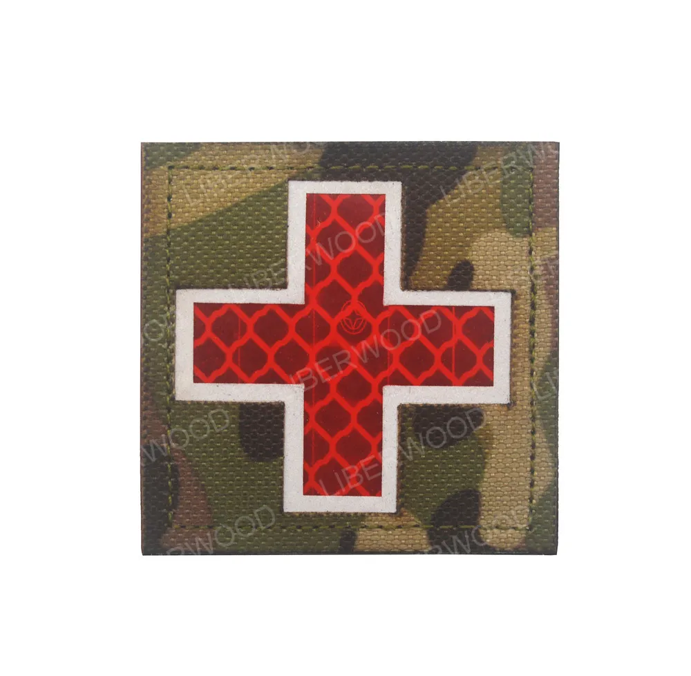 Светоотражающий медицинский Красный Крест EMS EMT MED тактическая нашивка инфракрасная IR Первая помощь Военная нравственная повязка на руку застежка-крючок Поддержка 2 дюйма - Цвет: 2