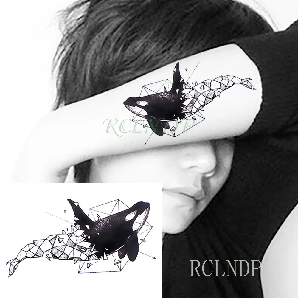 Водонепроницаемая Временная тату наклейка Акула рыба s флэш поддельные