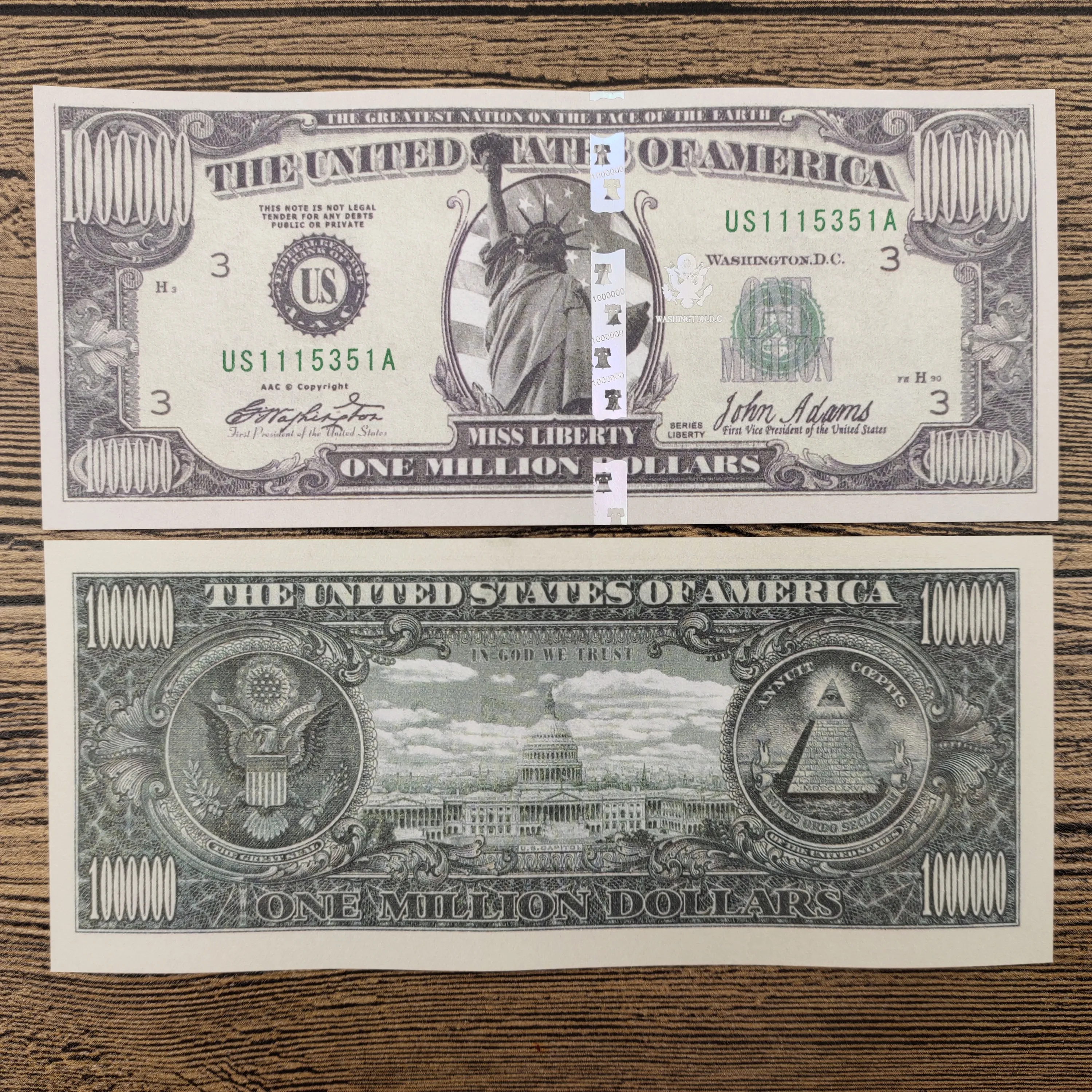 1000 шт. один миллион долларов США в деревянной коробке бумажные Поддельные