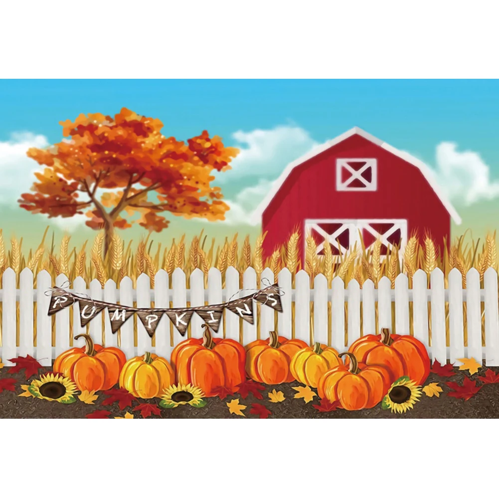 Виниловый фон для студийной фотосъемки новорожденных с осенней фермой сарая