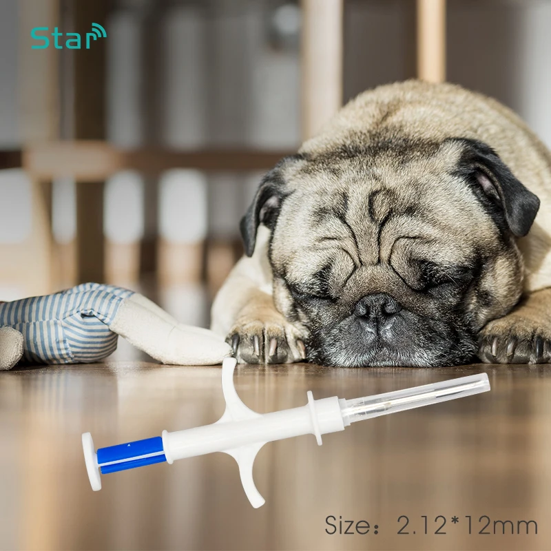 ISO 13,56 МГц nfc pet микрочип 2,12*12 мм микрочип для идентификации животных NTAG216 транспондер чип для животных rfid шприц для инъекций