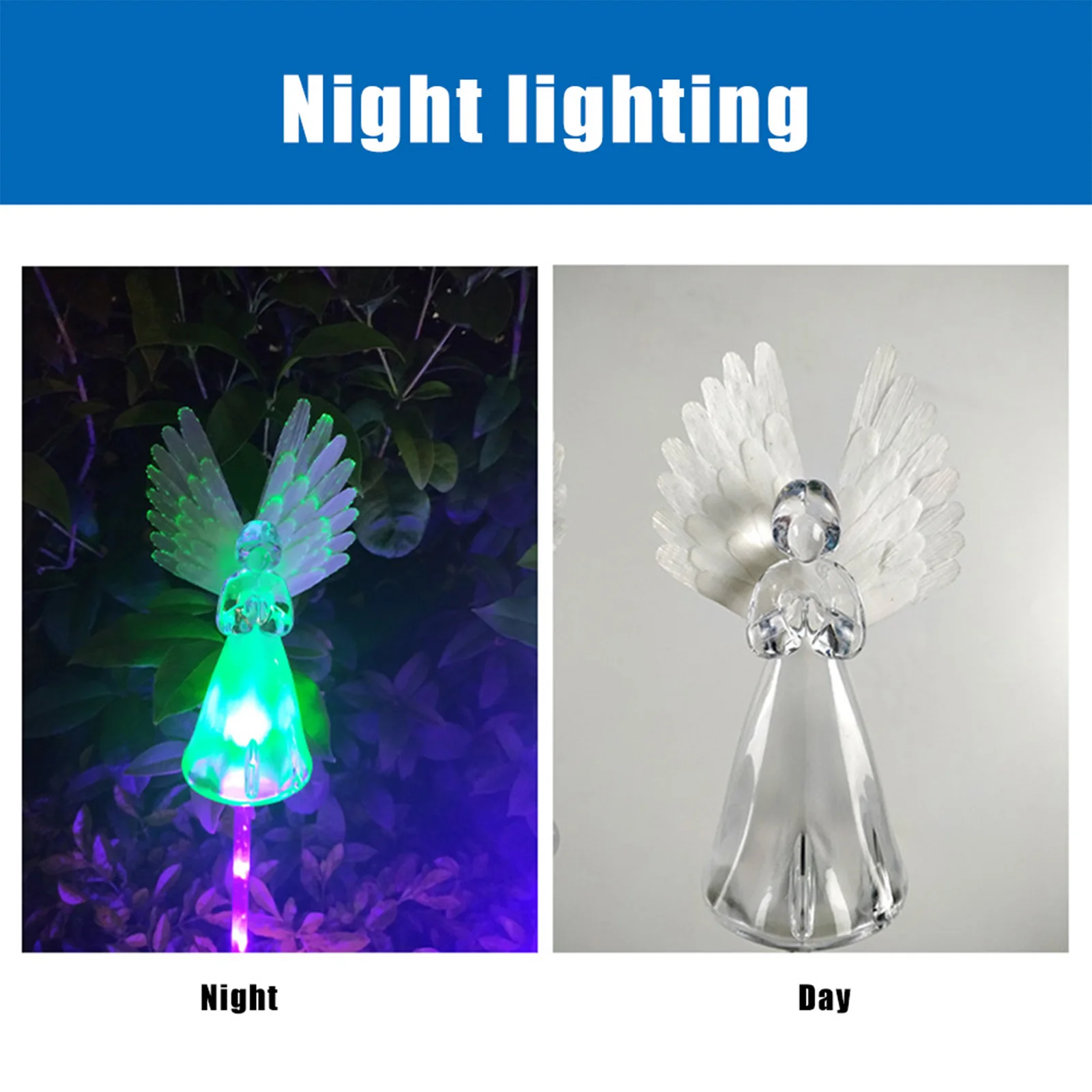 

Solar Angel Lights Outdoor - 2 Pack Color Change Garden LED Stake Light for Garden Lawn Pathway Yard Fence Street Decortion