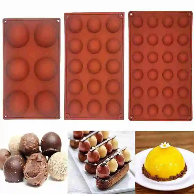 

Полукруглая форма для пудинга с 15/24/35 отверстиями, силиконовая форма для шоколада, желе, десерт, инструменты для выпечки тортов