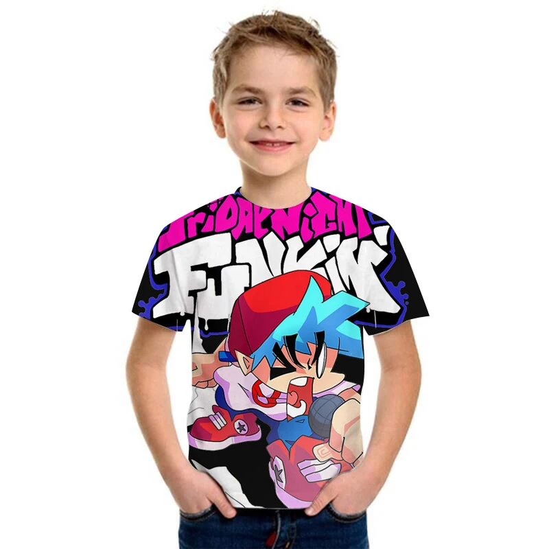 

Friday Night Funkin Tshirt Baby Boys Clothes 3D print T-shirt Short Sleeve Harajuku Streetwear Video New Game Fashion kids tees