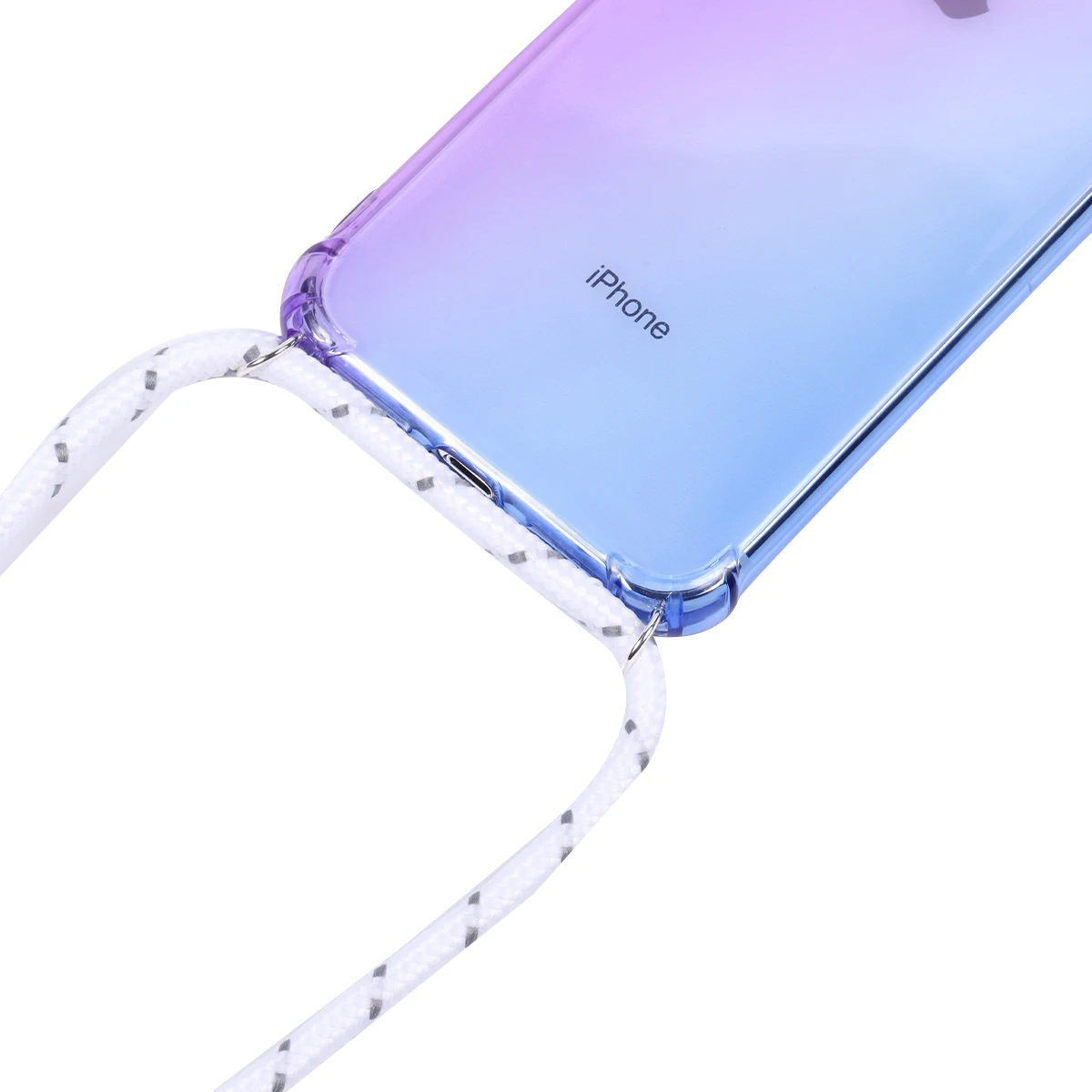 Lanyard rainbow aurora transparent phone case for iphone 12 7 8 plus X Xs max XR 11 pro 6 6s shoulder strap rope cord cover | Мобильные