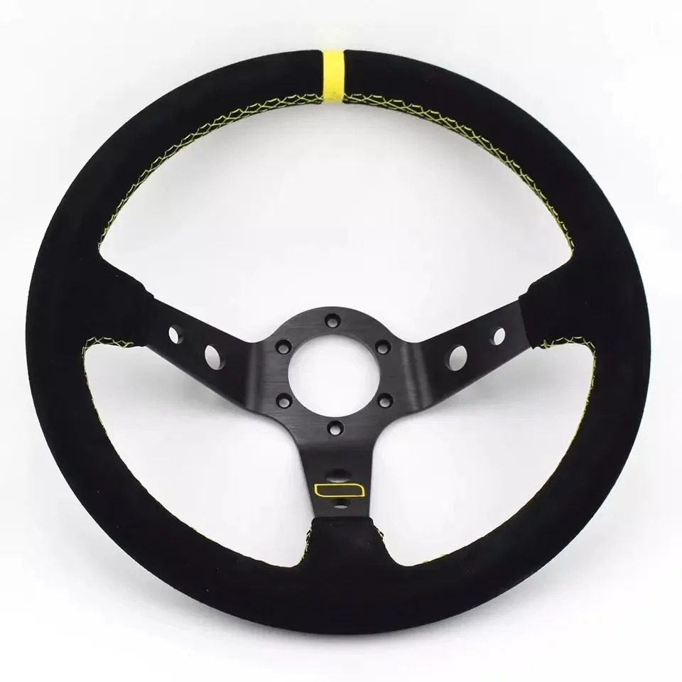 OM * гоночное рулевое колесо 14 дюймов универсальное замшевое кожаное вогнутое