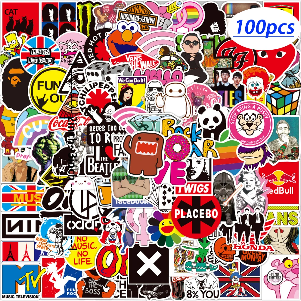 

100Pcs Cool Random Stickers Pack Colorful Waterproof aesthetic for Laptop Water Bottle Skateboard Car Aesthetic Vinyl Sticker