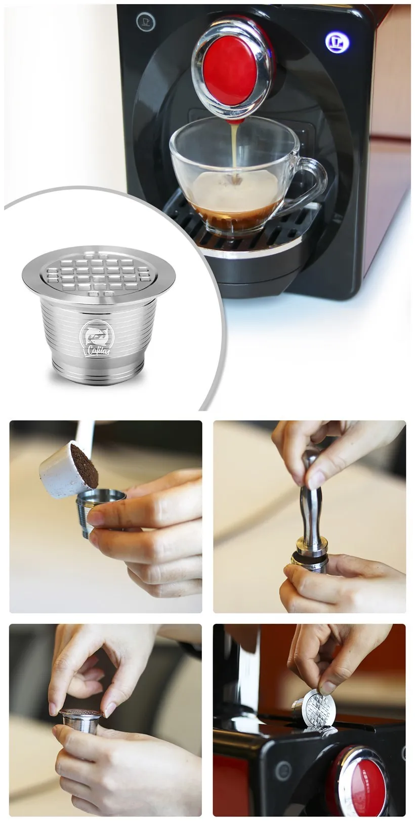 Капсула Nespresso из нержавеющей стали многоразовые капсулы Nespresso из нержавеющей стали квадратное отверстие