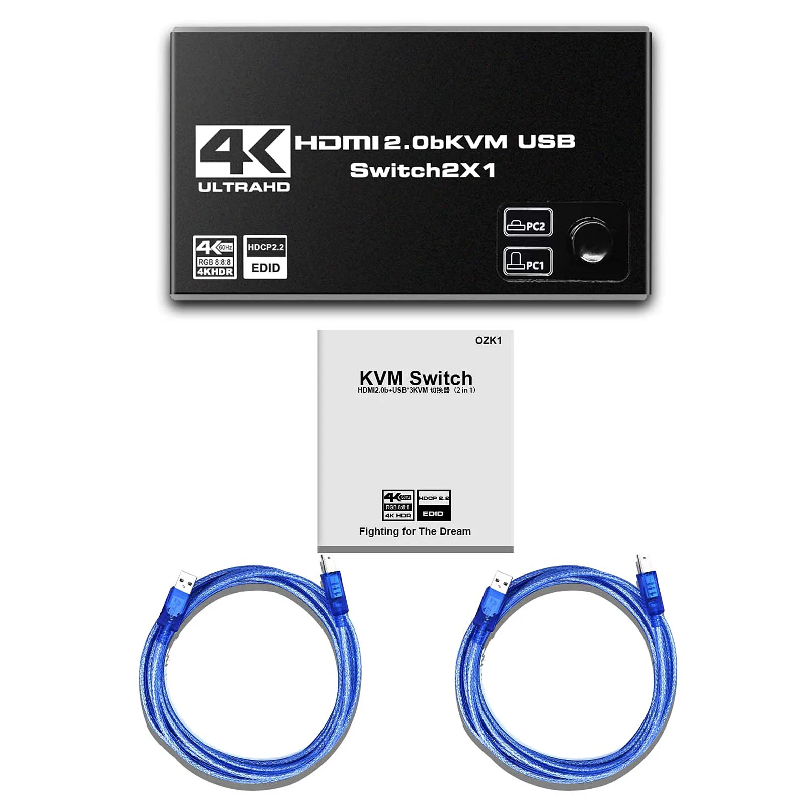 USB KVM  USB 2, 0       4K 60    2    USB