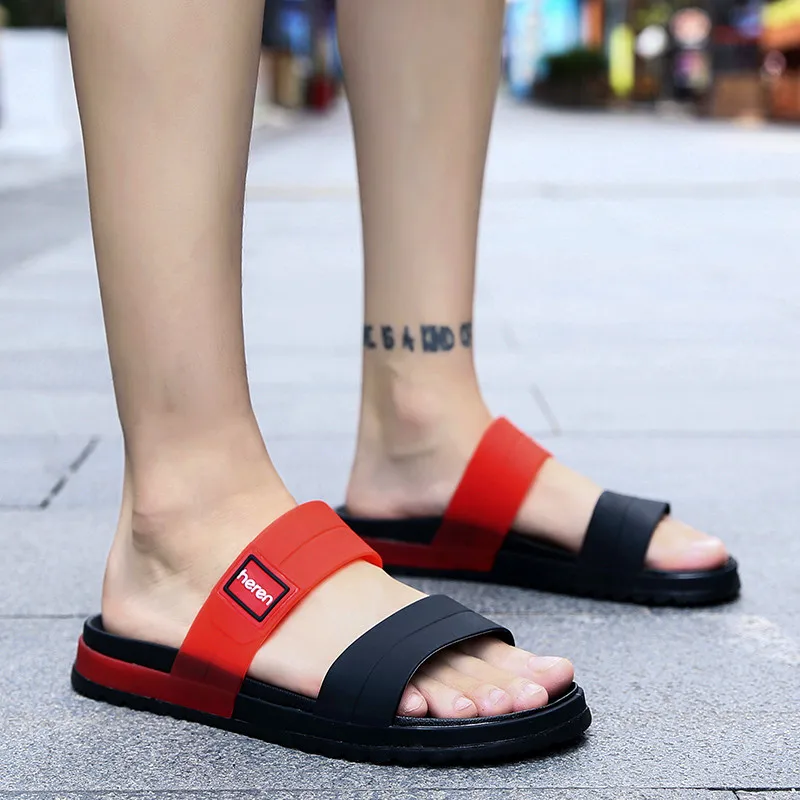 Сандалии мужские на толстой подошве Пляжная удобная мягкая обувь шлепанцы для