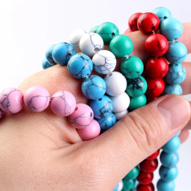 Stone Beads White Green Pink Blue Turquoises Loose For Jewelry Making DIY Bracelet Necklace Pick Size 4 6 8 10 12mm | Украшения и