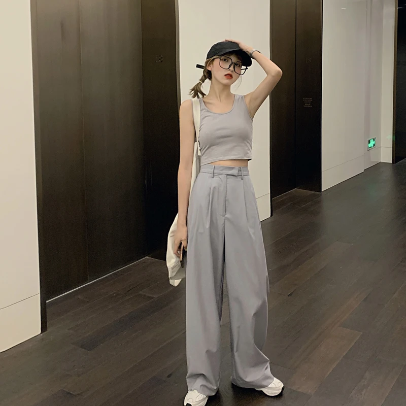 Капри женские с широкими штанинами Длинные свободные штаны в стиле Харадзюку