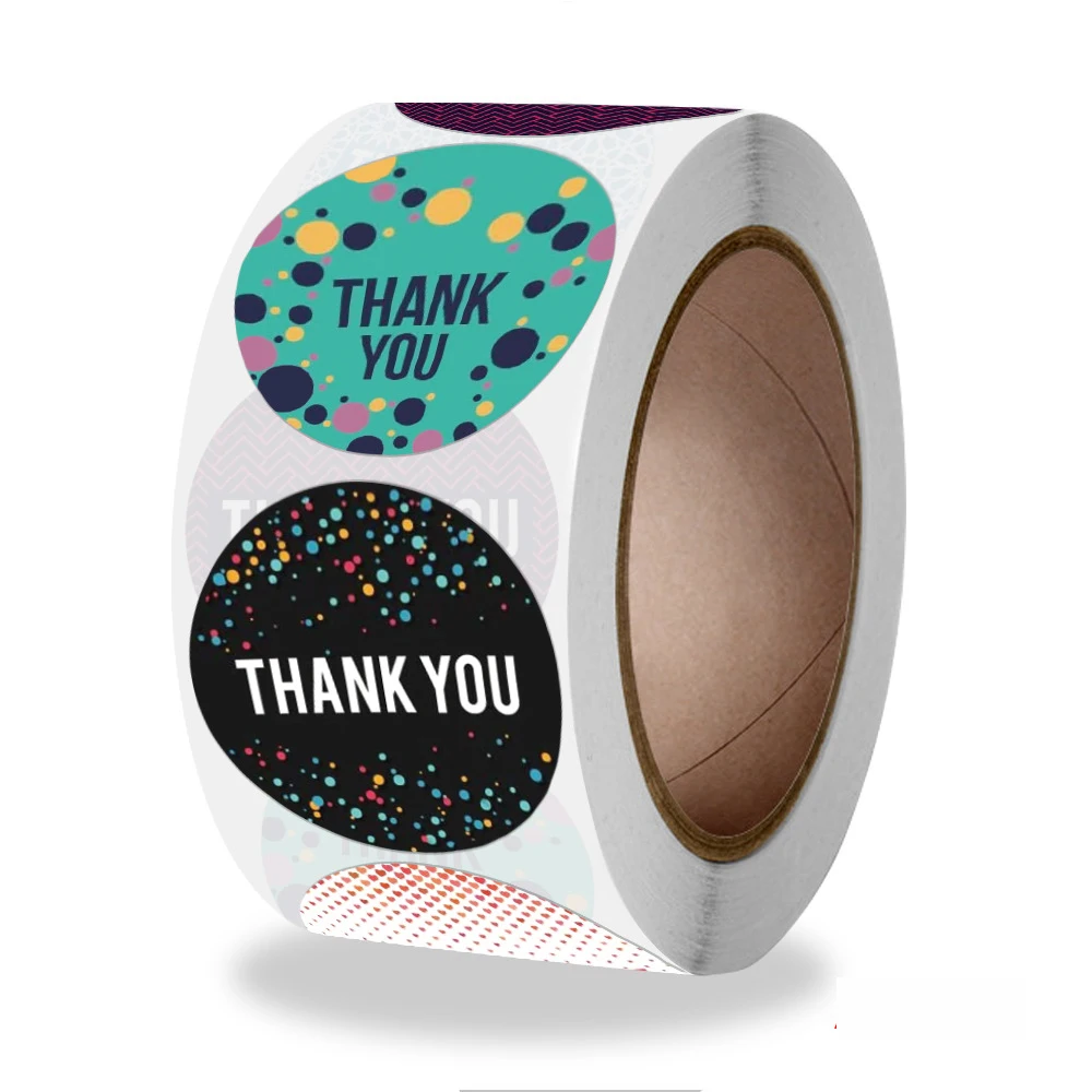 

500PCS/Roll Thank you sticker for Envelope Gift Sealing Labels Handmade crafts wedding decoration sticker Scrapbooking Stickers