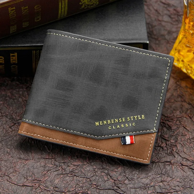 

Luxury Men's Wallet Leather Solid Slim Wallets Men Pu Leather Bifold Short Credit Card Holders Coin Purses Business Purse Male