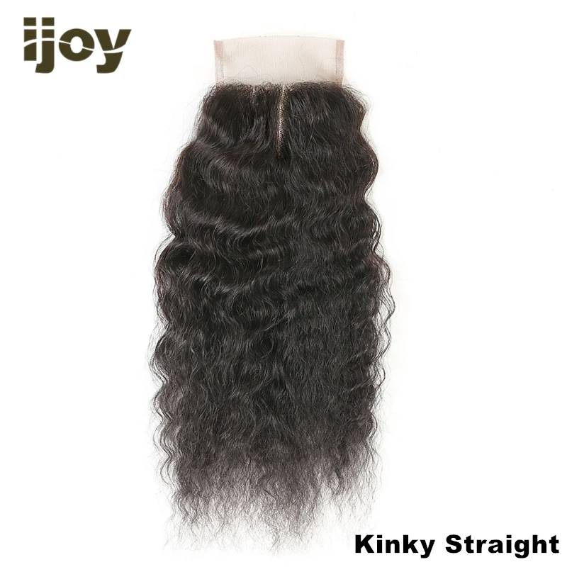 Kinky Curly Hair Closure человеческие волосы для наращивания 4x4 закрытие шнурка натуральный цвет "-20" бразильский кудрявый закрытие Non-Remy IJOY - Цвет: Kinky Straight