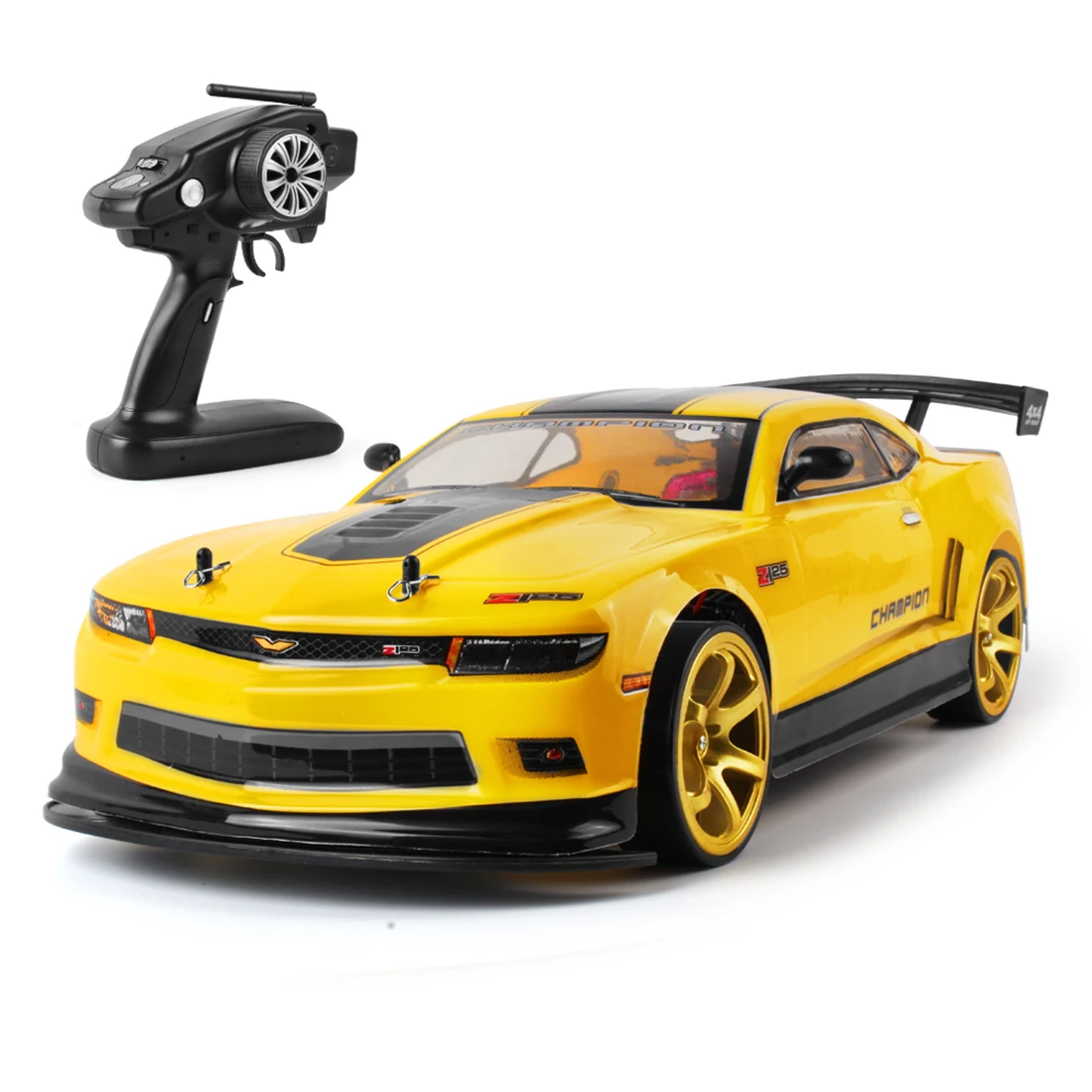 1/10 2.4G 4WD High Speed Off-road Vehicle 70KM/H Dual Mode RC Car Model Toy with 2 Lithium Battery for Kids - Yellow