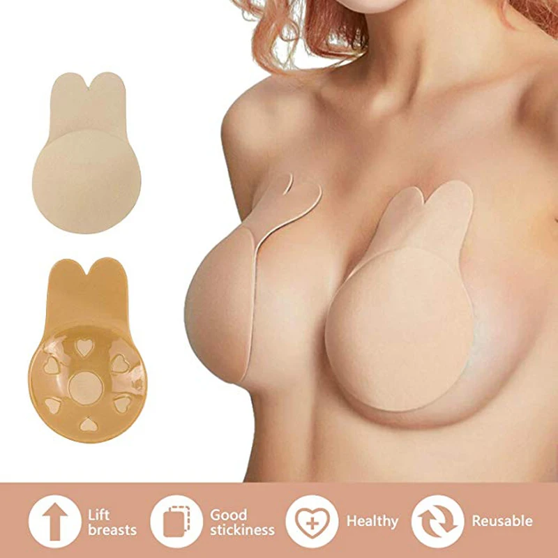 NEW Large Size Strapless Bra Adhesive Sticky Push Up Bras For Women Rabbit Brassiere Sexy Lingerie Invisible Bra Rabbit Reusable