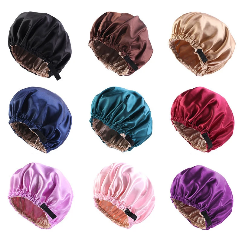 

Атласная шапочка для волос для сна, невидимая, плоская, из искусственного шелка, круглая, уход за волосами, женский головной убор, регулируем...
