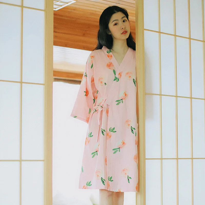 

Simplicity Japan Kimono Robe Loose Womens 100% Cotton Bathrobe Nighties Negligee Lingerie Pijama Nighty Dresseing Gown Sleepwear